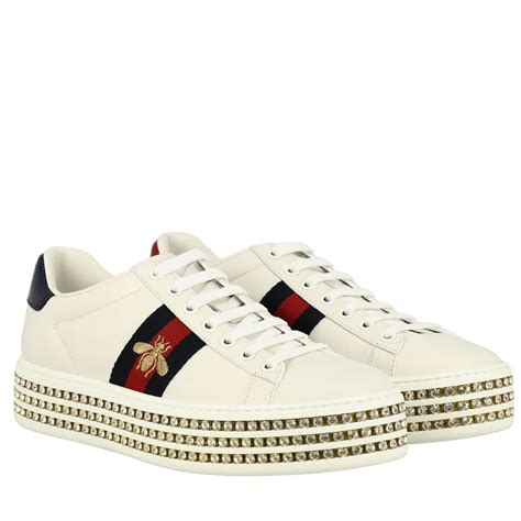 gucci platform crystal sneakers|Gucci bedazzled sneakers.